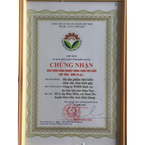 Chứng nhận OCOP tôm khô